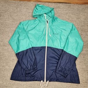 Columbia Windbreaker Full Zip Women XL Lightweight Rain Coat Flash Forward Green